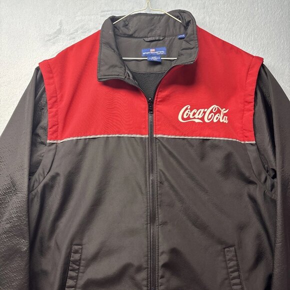 Coca Cola Men's Sportsmaster Jacket Large Tall Removable Sleeves Fleece Lined - Picture 2 of 13